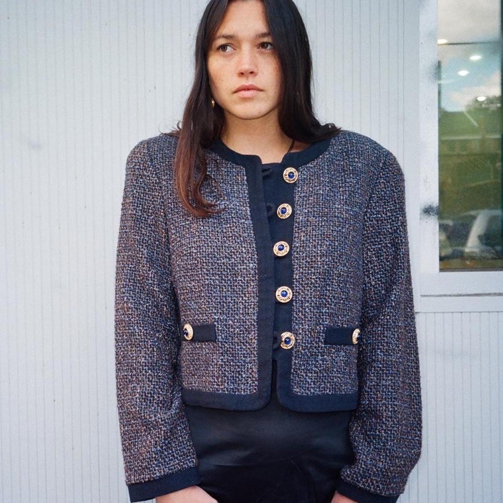 Vintage Leslie Fay Purple Tweed Blazer. Size M